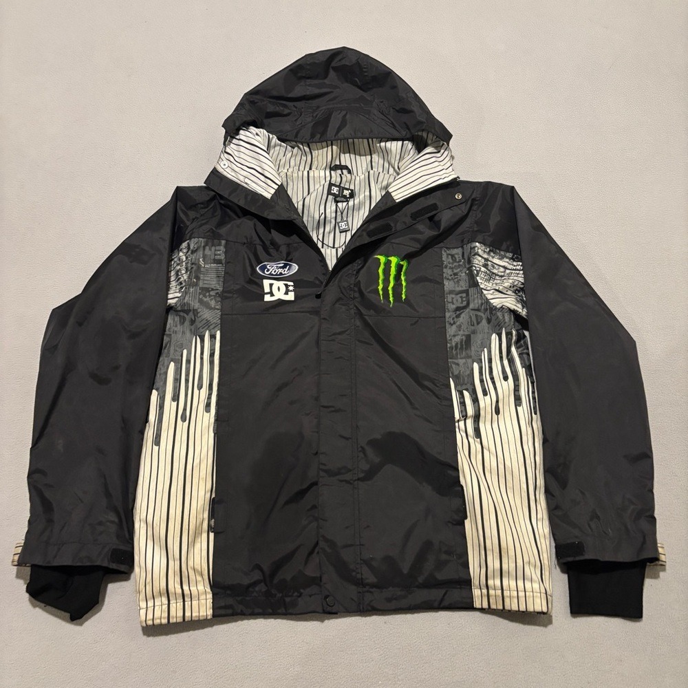 DC Shoes Ken Block Monster Energy Ford Racing Snow Jacket Black White Mens Small
